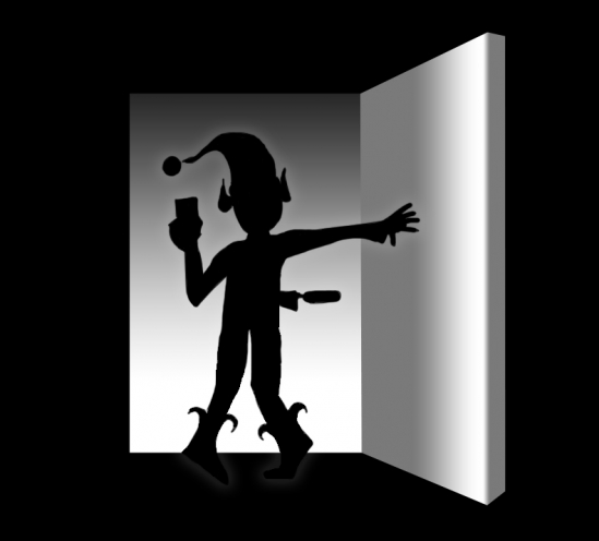 A silhouette of an elf at the doorway
