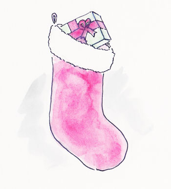 A stocking stuffed with gifts